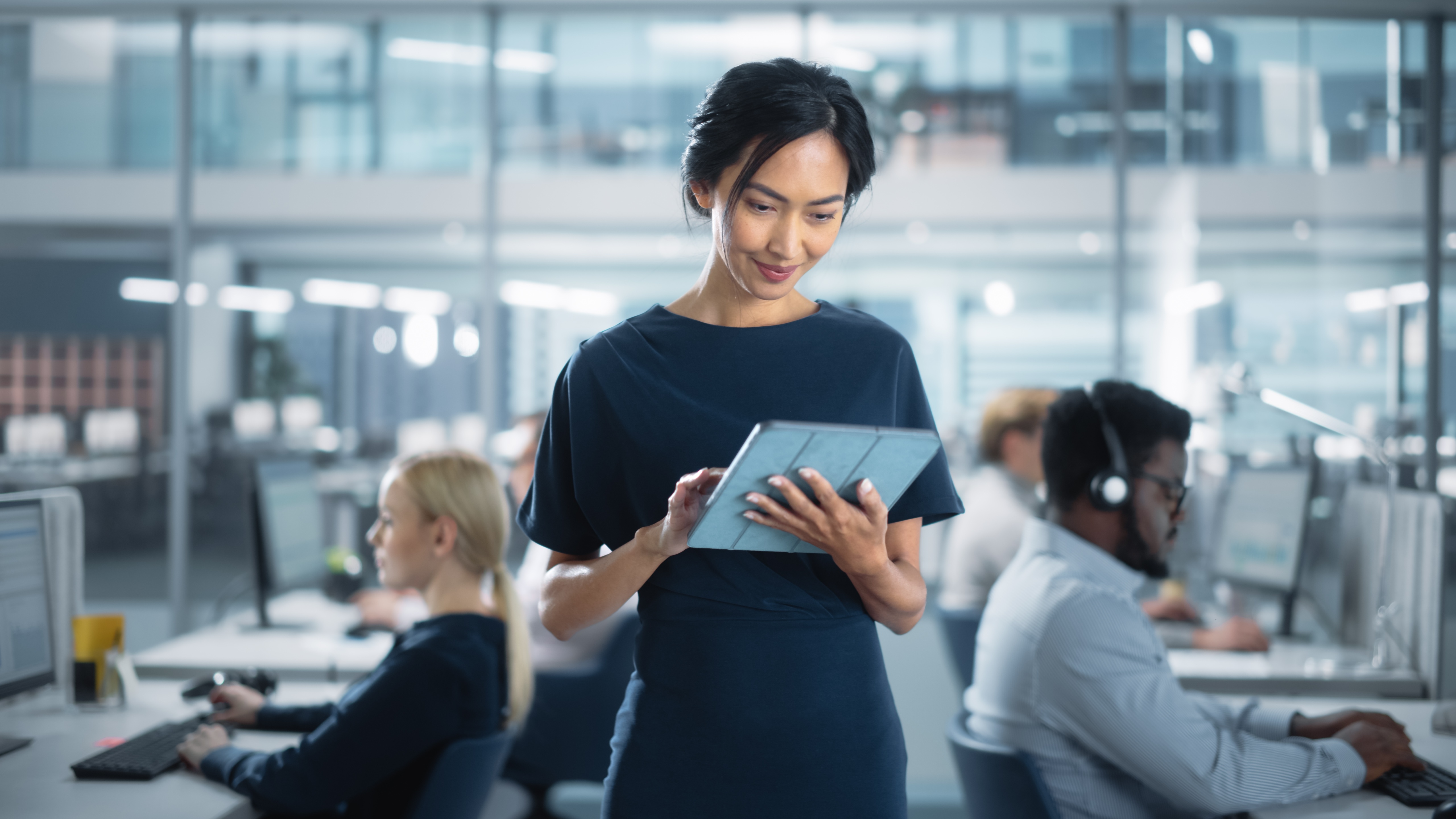 Lady on notebook image