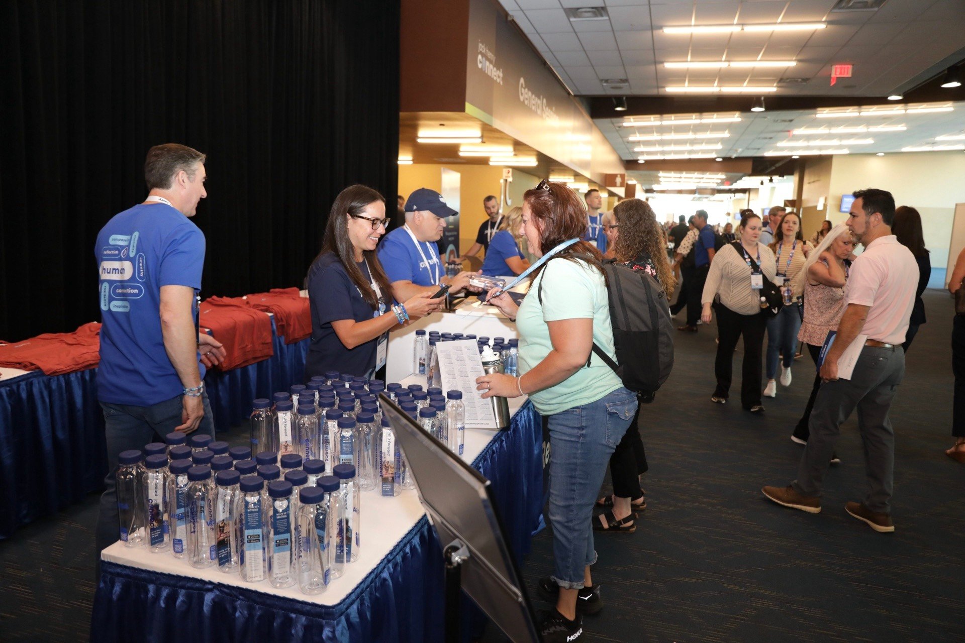 Connect table handing out swag image